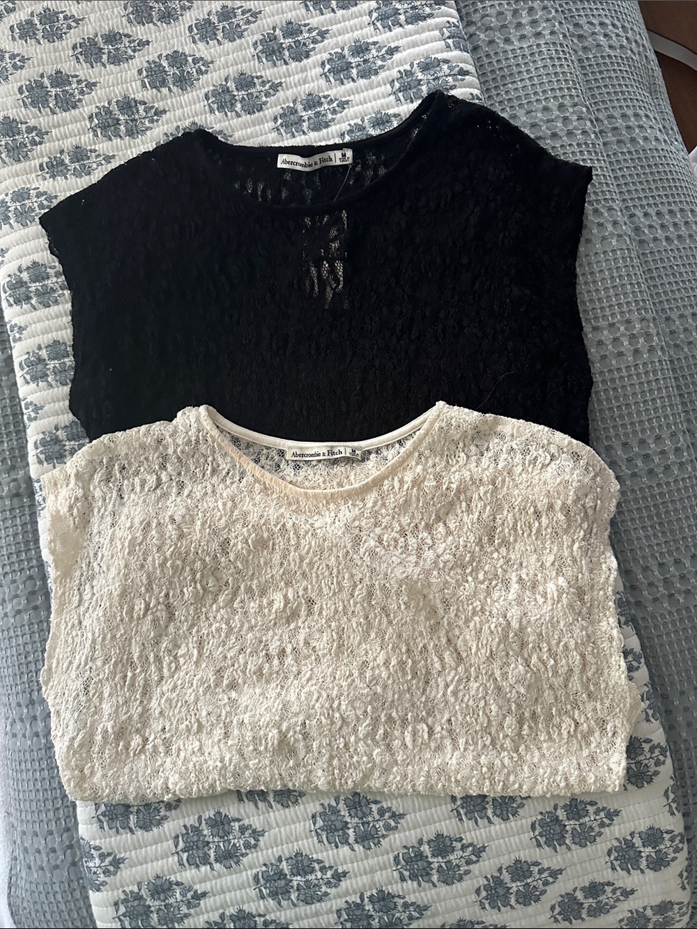 Abercrombie & Fitch Lace Layered Tops - Black & Cream